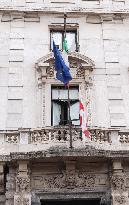 Flags At Half-Mast For Giorgio Armani On The Day Of His Funeral - Italy