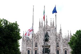 Flags At Half-Mast For Giorgio Armani On The Day Of His Funeral - Italy