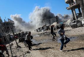 sraeli Forces Intensified Airstrikes On Gaza City - Palestine