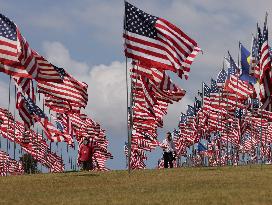 Waves of Flags Display to Honor the Victims of The 9/11 Attacks - Malibu