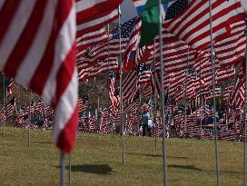 Waves of Flags Display to Honor the Victims of The 9/11 Attacks - Malibu