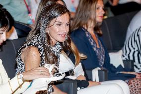 Queen Letizia Presides Over Third Human Trafficking Congress - Madrid