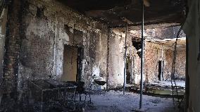 Missile-hit government building in Kyiv