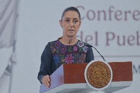 Mexican President Claudia Sheinbaum Holds Briefing Conference - Mexico