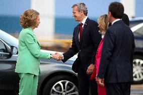 Queen Sofia And Sanchez Attend Ceremony In Ferrol - Spain