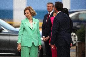 Queen Sofia And Sanchez Attend Ceremony In Ferrol - Spain