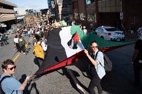 Protest prior match between Team Israel and Team Canada in Halifax