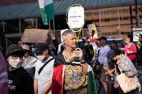 Protest prior match between Team Israel and Team Canada in Halifax