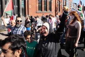Protest prior match between Team Israel and Team Canada in Halifax