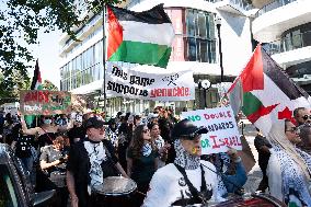Protest prior match between Team Israel and Team Canada in Halifax