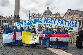 Pope Leo XIV Leading The Angelus Prayer On His 70Th Birthday - Vatican