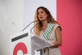 Sumar Press Conference After The Suspension Of The Vuelta Ciclista Due To Pro-Palestinian Protests - Madrid
