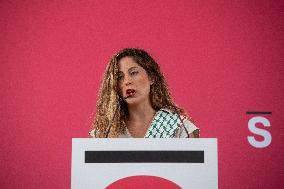 Sumar Press Conference After The Suspension Of The Vuelta Ciclista Due To Pro-Palestinian Protests - Madrid