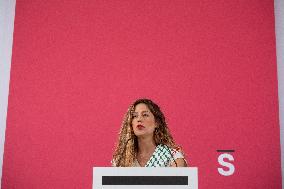 Sumar Press Conference After The Suspension Of The Vuelta Ciclista Due To Pro-Palestinian Protests - Madrid