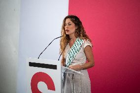 Sumar Press Conference After The Suspension Of The Vuelta Ciclista Due To Pro-Palestinian Protests - Madrid