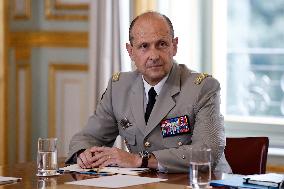 French President Macron Attends A Video Conference On The Situation In The Middle East - Paris