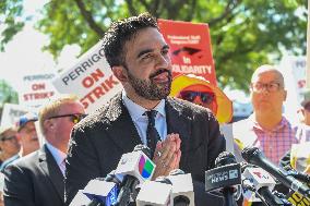 Mamdani Rallies with Striking Members of Teamsters Local 210 in Bronx, NY