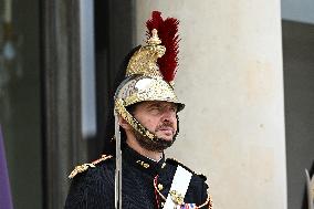 Emmanuel Macron welcomes President of the European Council Antonio Costa at the Elysee FA