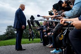 President Donald Trump and First Lady Melania Trump Depart the White House for the United Kingdom