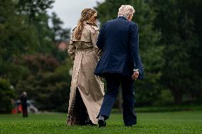 President Donald Trump and First Lady Melania Trump Depart the White House for the United Kingdom
