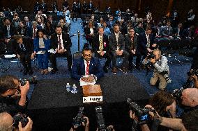 FBI Director Kash Patel testifies before the House Judiciary Committee during an oversight hearing on Capitol Hill.