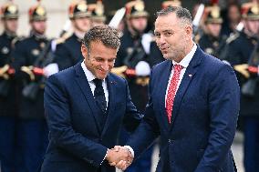 Emmanuel Macron welcomes President of the Republic of Poland Karol Nawrocki at the Elysee FA