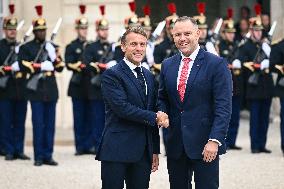 Emmanuel Macron welcomes President of the Republic of Poland Karol Nawrocki at the Elysee FA