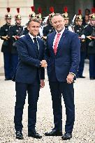 Emmanuel Macron welcomes President of the Republic of Poland Karol Nawrocki at the Elysee FA
