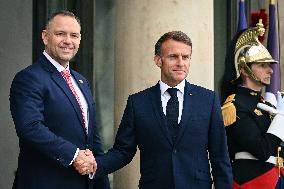 Emmanuel Macron welcomes President of the Republic of Poland Karol Nawrocki at the Elysee FA