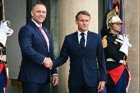 Emmanuel Macron welcomes President of the Republic of Poland Karol Nawrocki at the Elysee FA
