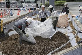 Fukushima soil used for METI flower bed