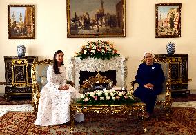 Queen Letizia Meeting with First Lady Entissar Amer - Cairo