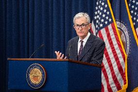 Chairman Of The Federal Reserve Jerome Powell Announces Interest Rate Cut