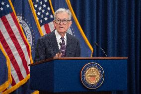 Chairman Of The Federal Reserve Jerome Powell Announces Interest Rate Cut