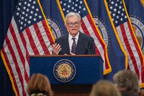 Chairman Of The Federal Reserve Jerome Powell Announces Interest Rate Cut