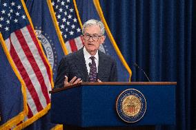 Chairman Of The Federal Reserve Jerome Powell Announces Interest Rate Cut