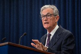 Chairman Of The Federal Reserve Jerome Powell Announces Interest Rate Cut