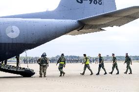 King Willem-Alexander At Falcon Leap Exercise - Eindhoven