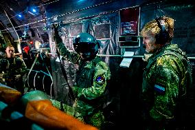 King Willem-Alexander At Falcon Leap Exercise - Eindhoven