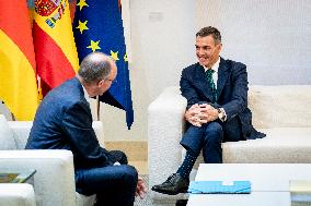 Pedro Sanchez Receives Friedrich Merz - Madrid