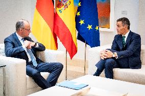 Pedro Sanchez Receives Friedrich Merz - Madrid