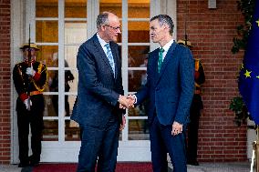 Pedro Sanchez Receives Friedrich Merz - Madrid