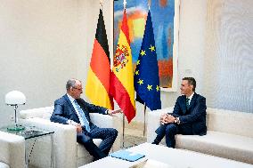 Pedro Sanchez Receives Friedrich Merz - Madrid