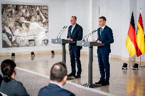 Pedro Sanchez Receives Friedrich Merz - Madrid