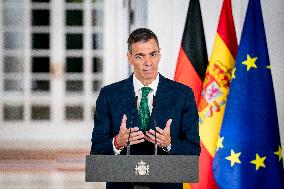 Pedro Sanchez Receives Friedrich Merz - Madrid