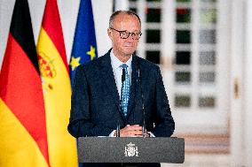 Pedro Sanchez Receives Friedrich Merz - Madrid
