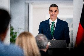 Pedro Sanchez Receives Friedrich Merz - Madrid