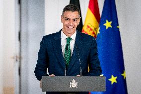 Pedro Sanchez Receives Friedrich Merz - Madrid