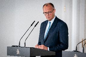 Pedro Sanchez Receives Friedrich Merz - Madrid