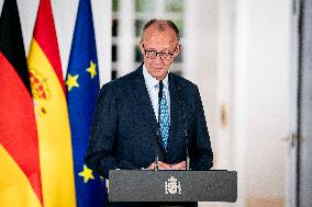 Pedro Sanchez Receives Friedrich Merz - Madrid